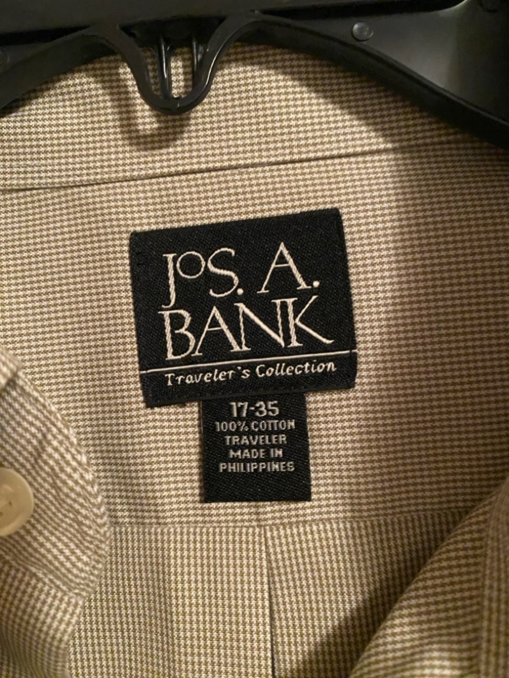 Jos. A. Bank NWT! Men's Button-Down Dress Shirt Light Beige Size 17-35 - Picture 4 of 9